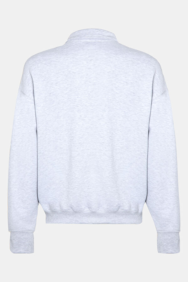 White Relax Fit Polo Neck Men's Sweatshirt 2